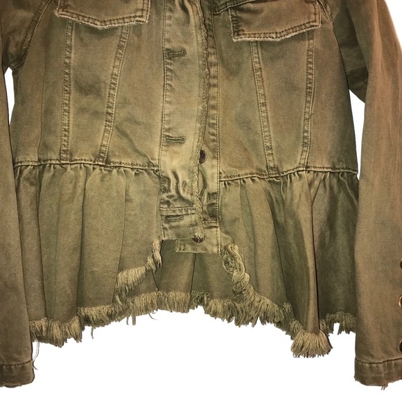 Free People Jacket Willow Spring Peplum Denim Womens Green Size XS - Picture 3 of 12